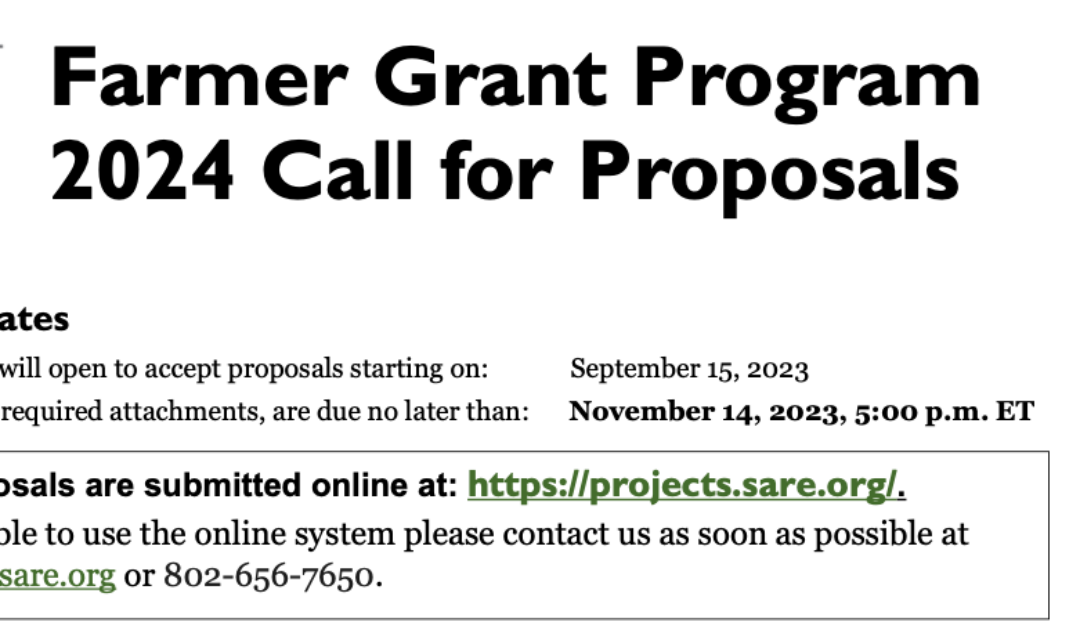 SARE 2024 grant proposals banner